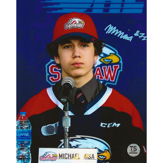 Michael Misa Autographed Saginaw Spirit Draft Day 8x10 Photo