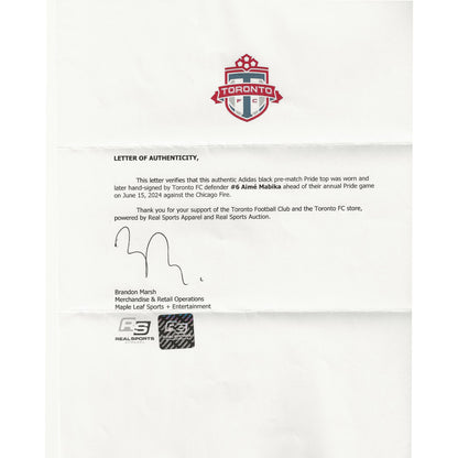 Aime Mabika Autographed & Player-Worn 2024 Toronto FC Adidas Pride Jersey