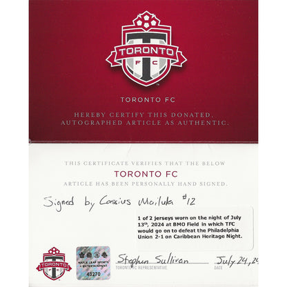 Cassius Mailula Autographed & Game-Used 2024 Toronto FC Adidas Caribbean Heritage Jersey
