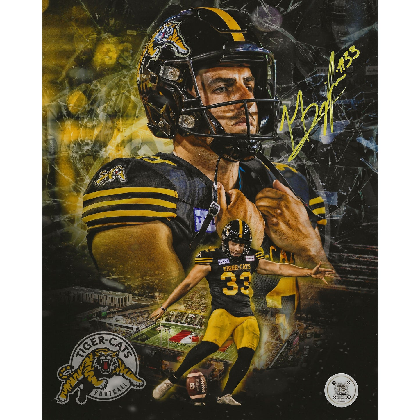 Marc Liegghio Autographed Hamilton Tiger Cats Artwork 8x10 Photo