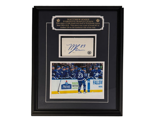 Matthew Knies Autographed Toronto Maple Leafs Framed Game-Used Board Piece