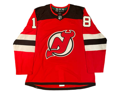 Dawson Mercer Autographed New Jersey Devils Home Red Adidas Jersey Multi-Inscribed