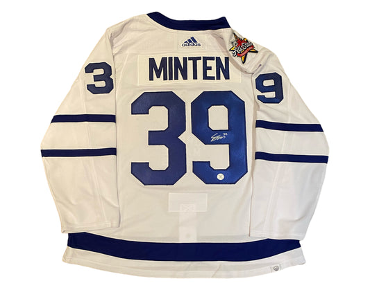 Fraser Minten Autographed Toronto Maple Leafs Away White Adidas Jersey w/ 2024 ASG Patch