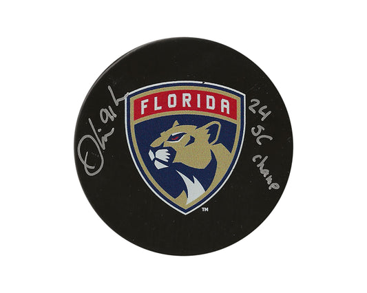 Oliver Ekman-Larsson Autographed Florida Panthers Souvenir Model Puck Inscribed "24 SC Champ"