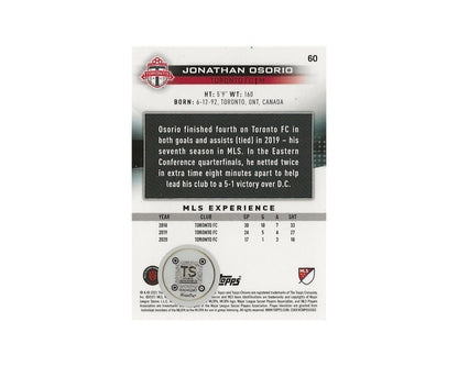 Jonathan Osorio Autographed 2021 Topps Chrome MLS Sapphire Refractor #60 Toronto FC Card *AS IS*