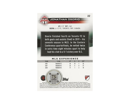 Jonathan Osorio Autographed 2021 Topps MLS #22 Toronto FC Card