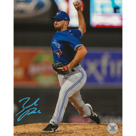 Zach Pop Autographed Toronto Blue Jays Throwing Action 8x10 Photo