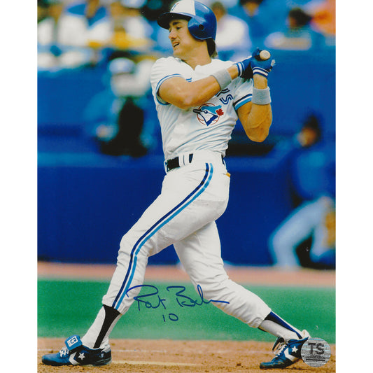 Pat Borders Autographed Toronto Blue Jays Swinging 8x10 Photo