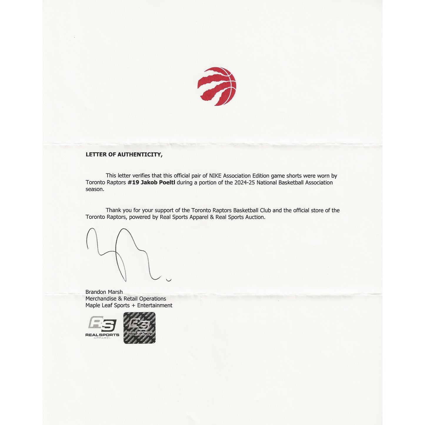 Jakob Poeltl Game-Used Toronto Raptors Nike Association Edition Shorts