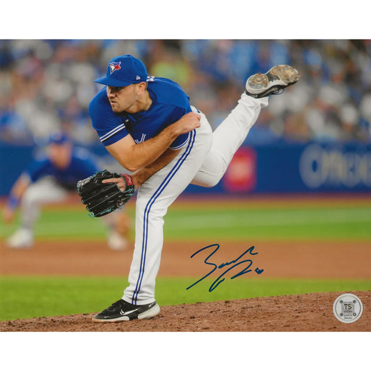 Zach Pop Autographed Toronto Blue Jays Throwing Front View 8x10 Photo