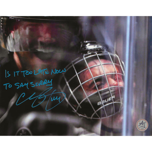 Chris Pronger Autographed Hitting Justin Bieber 8x10 Photo Inscribed