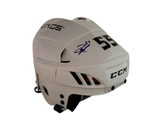Quinton Byfield Autographed Los Angeles Kings White CCM Replica Helmet