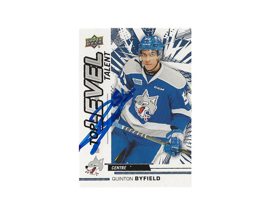 Quinton Byfield Autographed 2018-19 Upper Deck CHL Top Level Talent #TL-15 Hockey Card