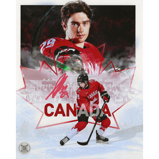 Jack Quinn Autographed Team Canada 2021 World Juniors Artwork 8x10 Photo
