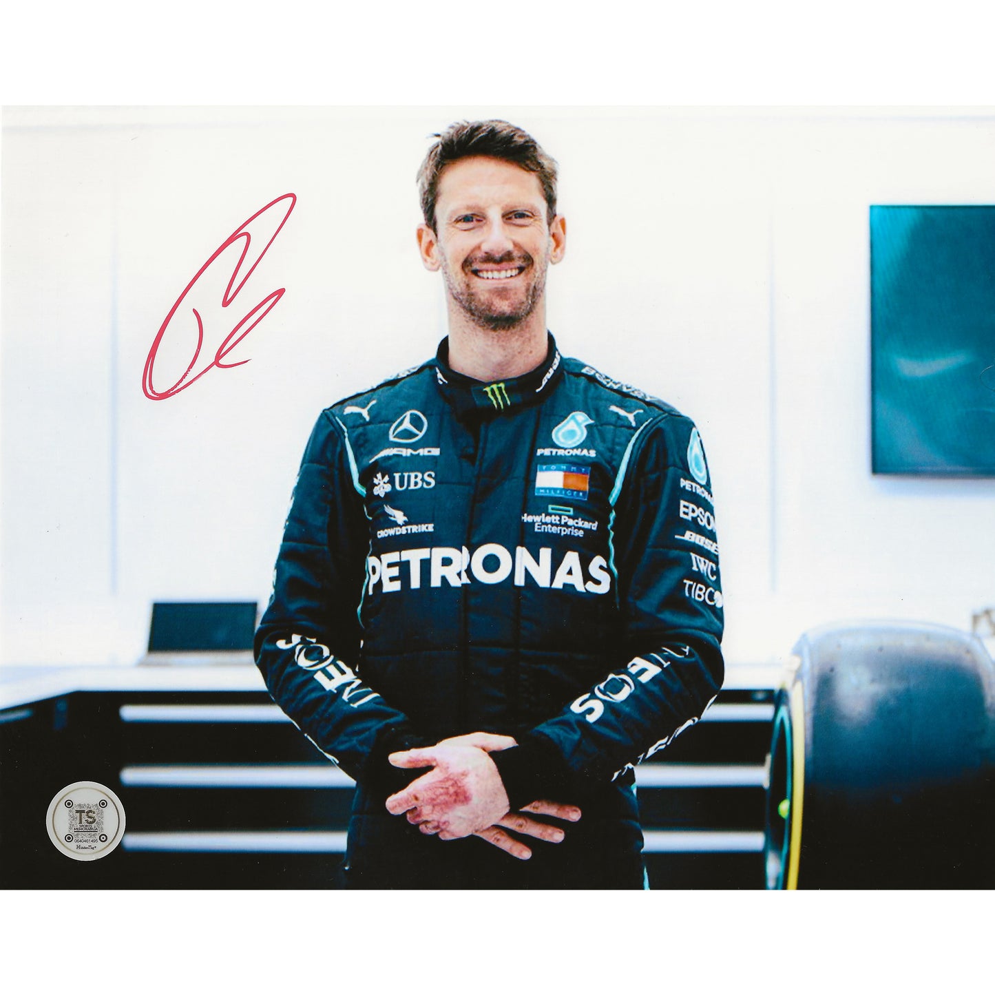 Romain Grosjean Autographed Formula 1 Mercedes Petronas 8x10 Photo