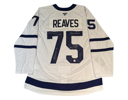 Ryan Reaves Autographed Toronto Maple Leafs Away White Fanatics Premium Jersey Multi-Inscribed