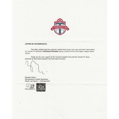 Raoul Petretta Autographed & Game-Used Toronto FC Adidas Black Jersey