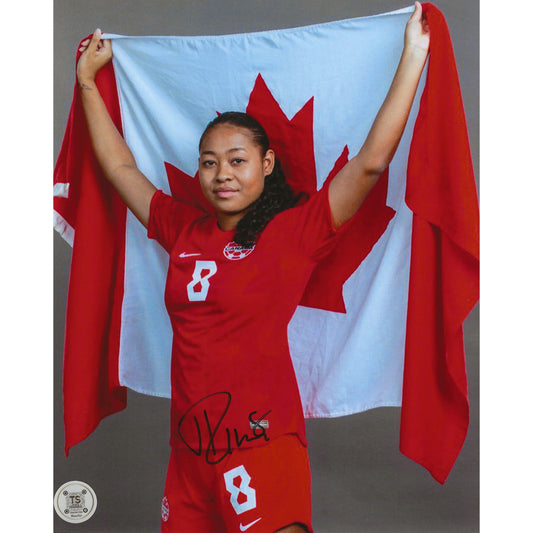 Jayde Riviere Autographed Canada Women's National Team Holding the Canadian Flag 8x10