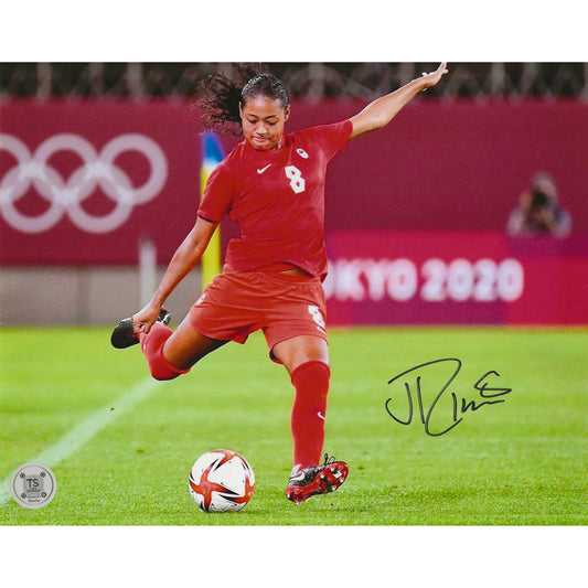 Jayde Riviere Autographed Canada Women's National Team Kicking 8x10