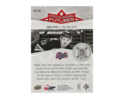 Sam Steel Autographed 2017-18 Upper Deck CHL Promising Futures #PF19 Hockey Card