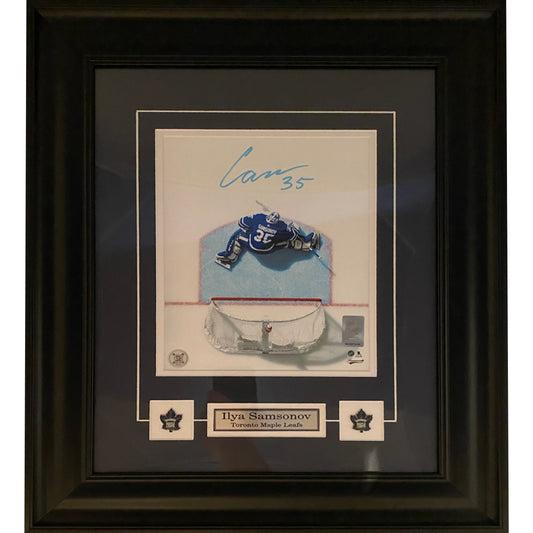 Ilya Samsonov Autographed Toronto Maple Leafs Aerial View Framed 8x10 Photo