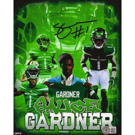 Sauce Gardner Autographed New York Jets Artwork 8x10 Photo