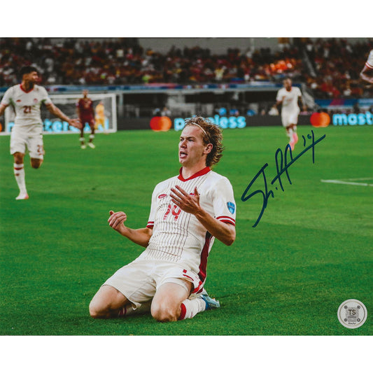 Jacob Shaffelburg Autographed Canada Men's National Team Goal Celebration 8x10 Photo