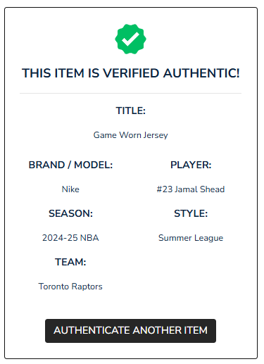 Jamal Shead Game-Used 2024-25 Toronto Raptors Summer League White Jersey