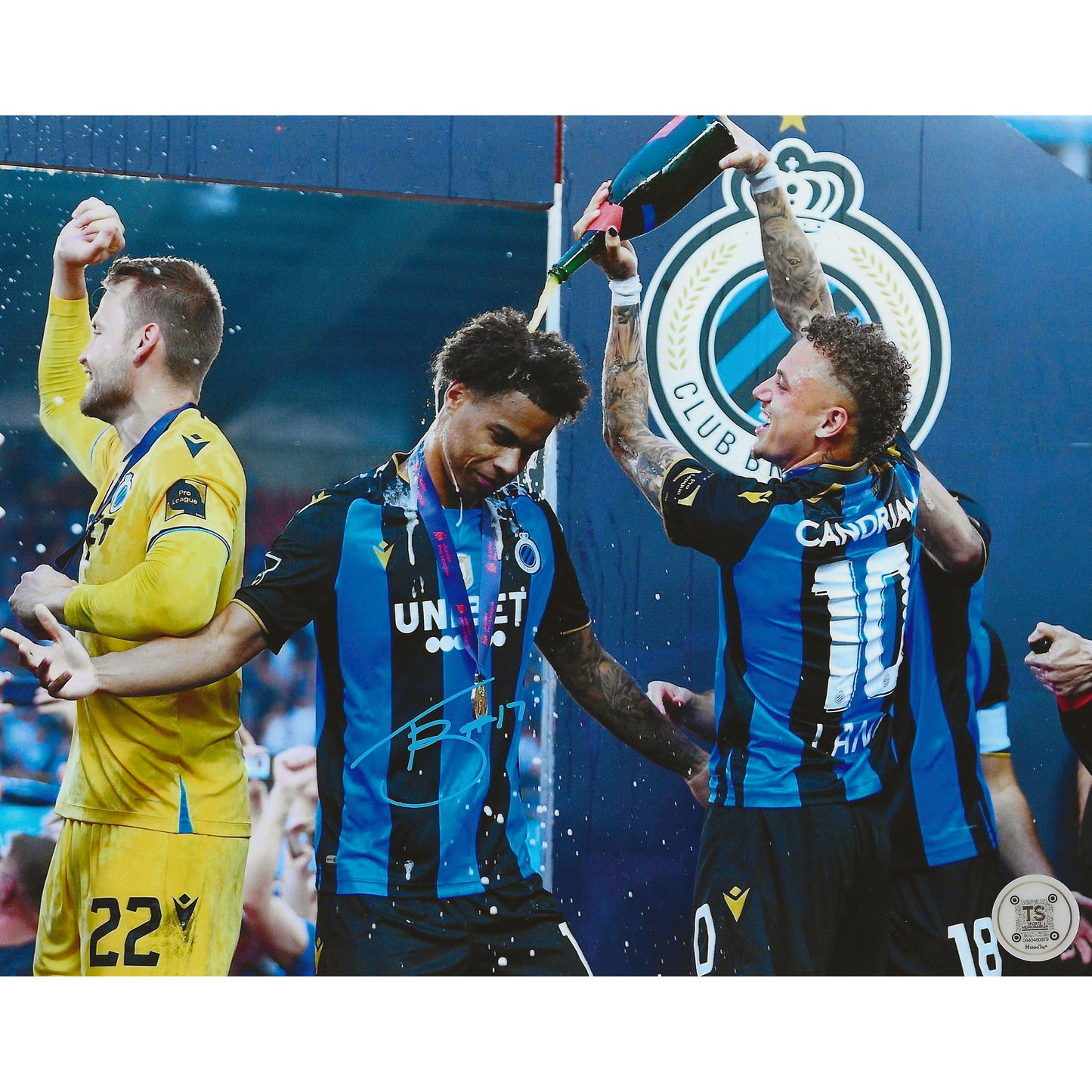 Tajon Buchanan Autographed Club Brugge 2021-2022 Belgian Championship Celebration 8x10 Photo