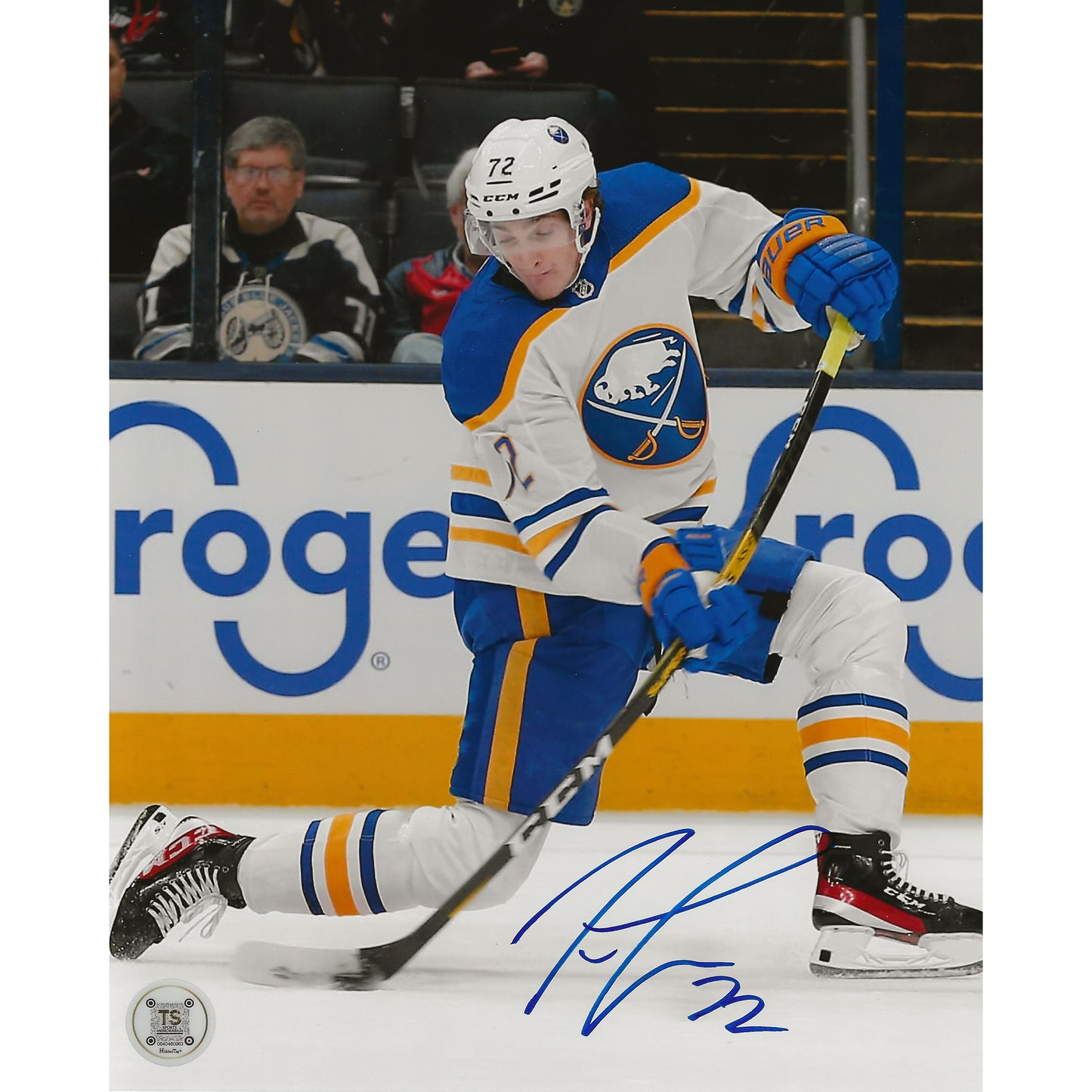 Tage Thompson Autographed Buffalo Sabres One-Timer 8x10 Photo