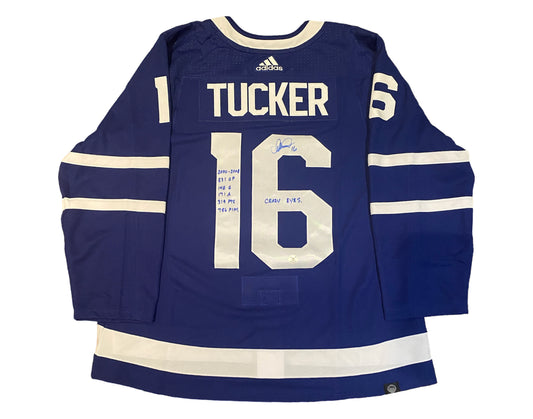 Darcy Tucker Autographed Toronto Maple Leafs Home Blue Adidas Jersey Multi-Inscribed