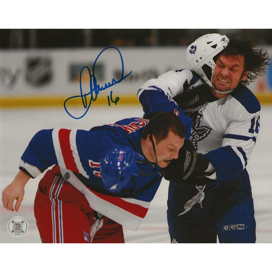 Darcy Tucker Autographed Toronto Maple Leafs Fighting 8x10 Photo