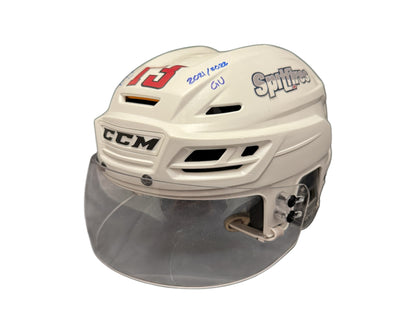 Will Cuylle Autographed Windsor Spitfires 2021-22 Game-Used Helmet Inscribed