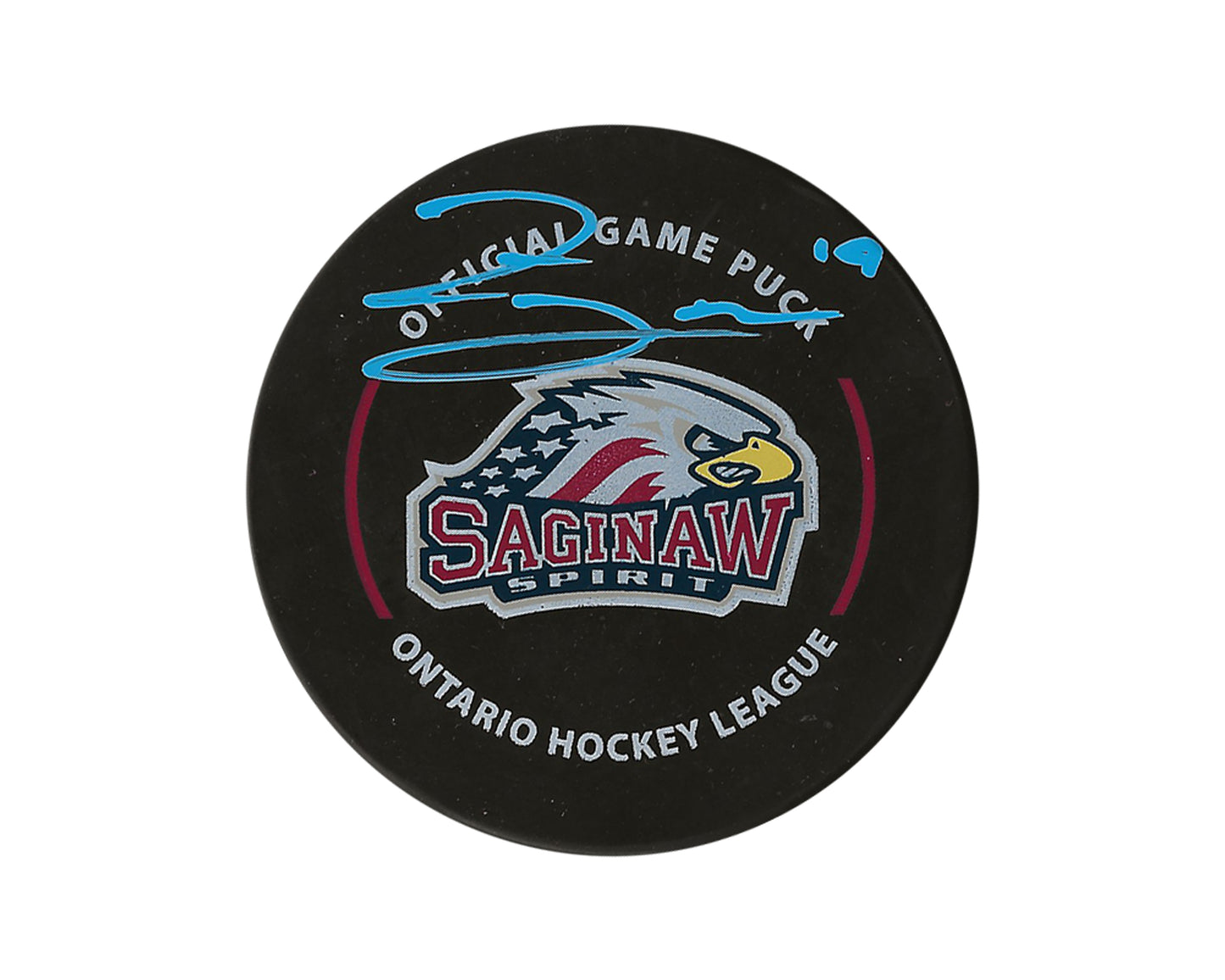 Zayne Parekh Autographed Saginaw Spirit Official Game Puck