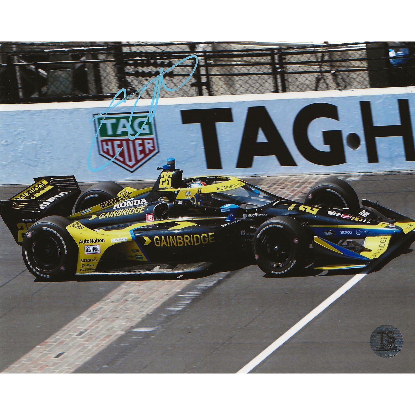 Colton Herta Autographed IndyCar Finish Line 8x10 Photo *As Is*