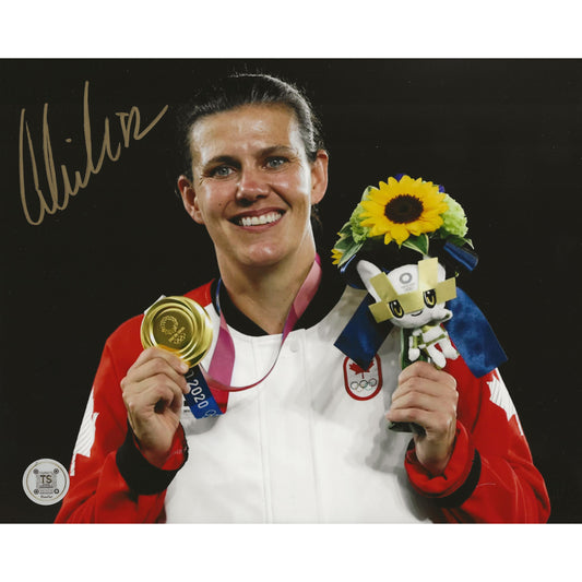 Christine Sinclair Autographed Canada Women's National Team 2020 Olympics Gold Medal 8x10