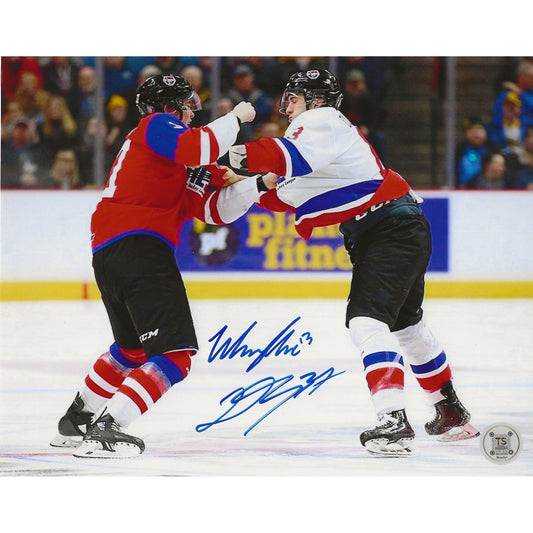 Will Cuylle & Donovan Sebrango Autographed 2020 CHL Top Prospects Game Fight 8x10 Photo