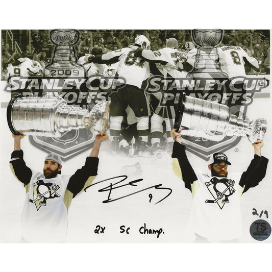 Pascal Dupuis Autographed Pittsburgh Penguins Stanley Cup Artwork Inscribed "2x SC Champ" LE /9 8x10 Photo