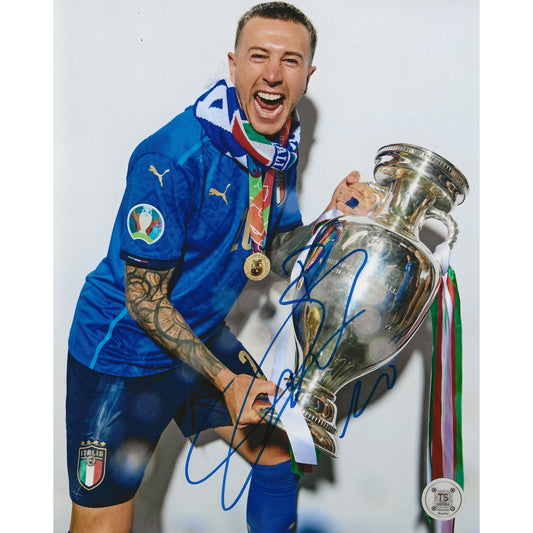 Federico Bernardeschi Autographed Italian National Soccer Team UEFA Euro 2020 Trophy 8x10 Photo