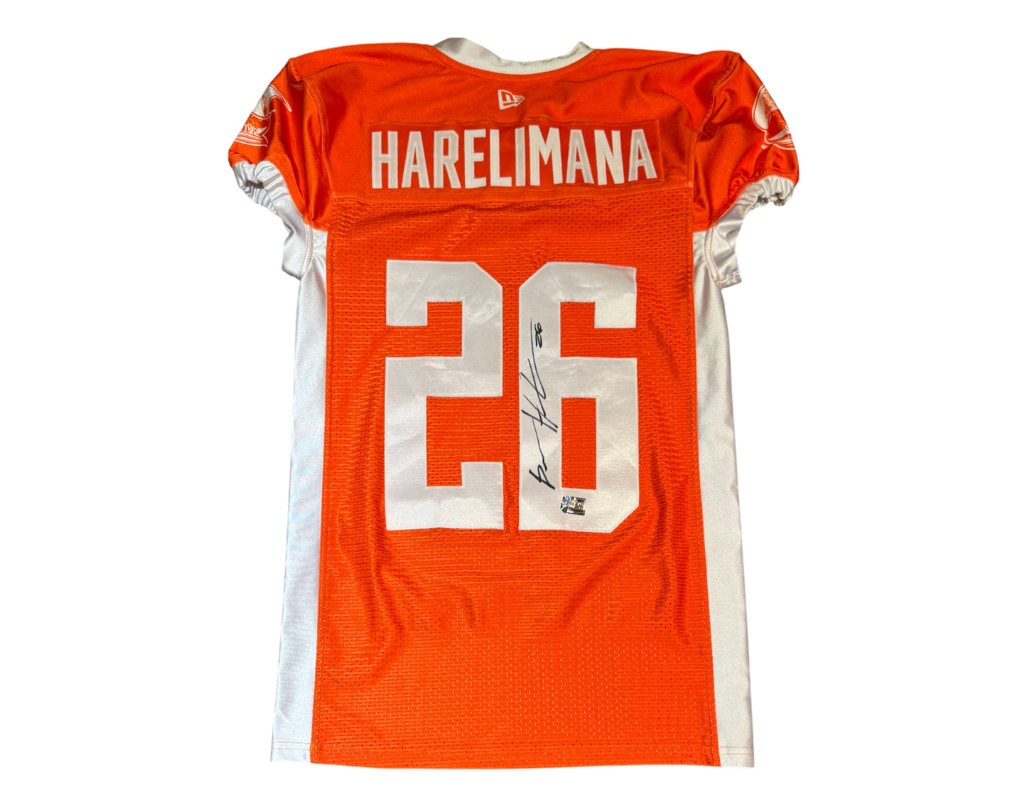 Brian Harelimana Autographed & Player-Worn Toronto Argonauts Orange Jersey