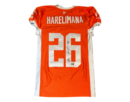 Brian Harelimana Autographed & Player-Worn Toronto Argonauts Orange Jersey