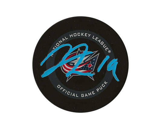 Liam Foudy Autographed Columbus Blue Jackets Official Game Puck