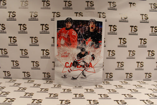 Dylan Cozens Autographed Team Canada World Juniors Artwork 16x20 Photo