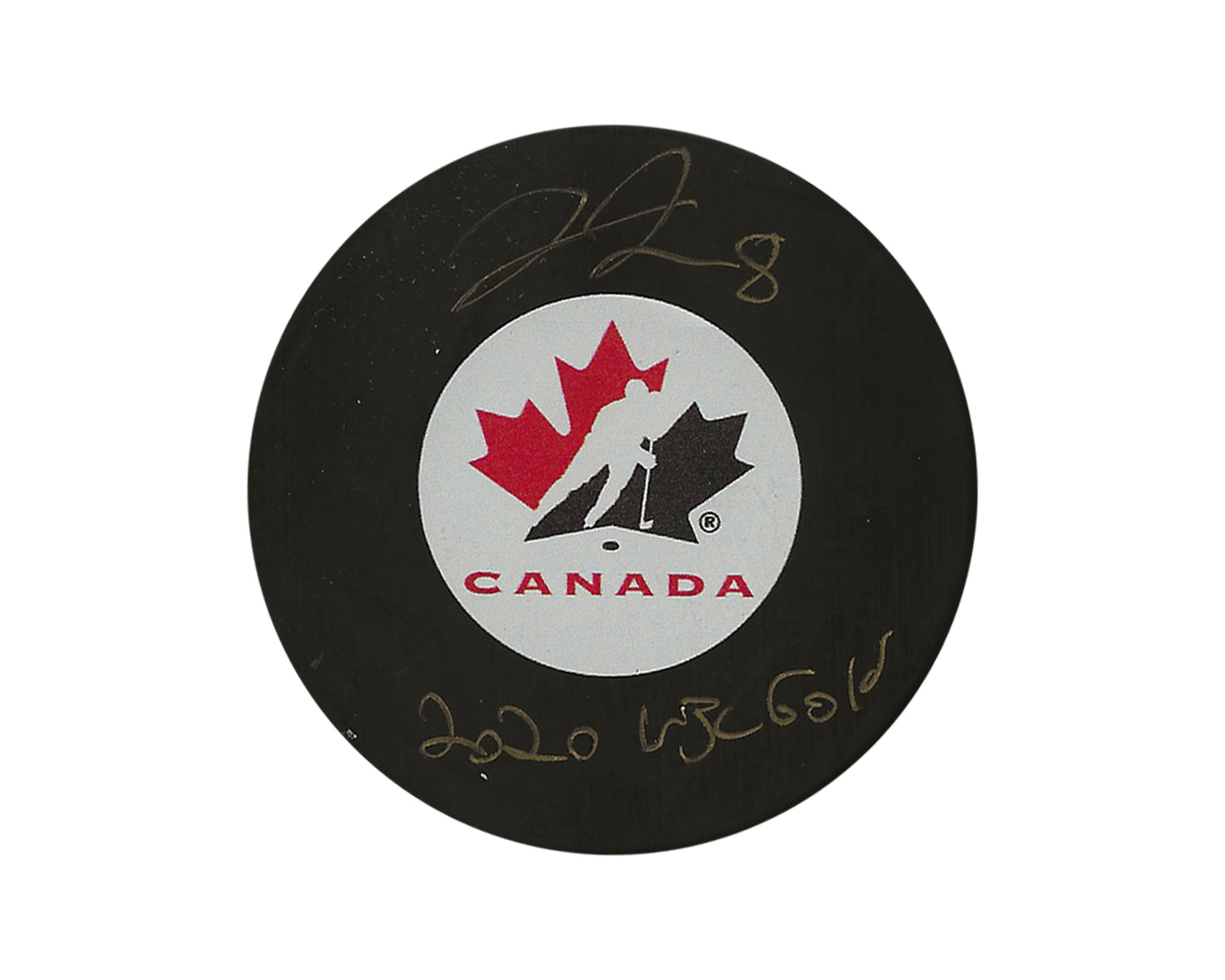 Liam Foudy Autographed Team Canada Autograph Model Puck Inscribed "2020 WJC Gold"