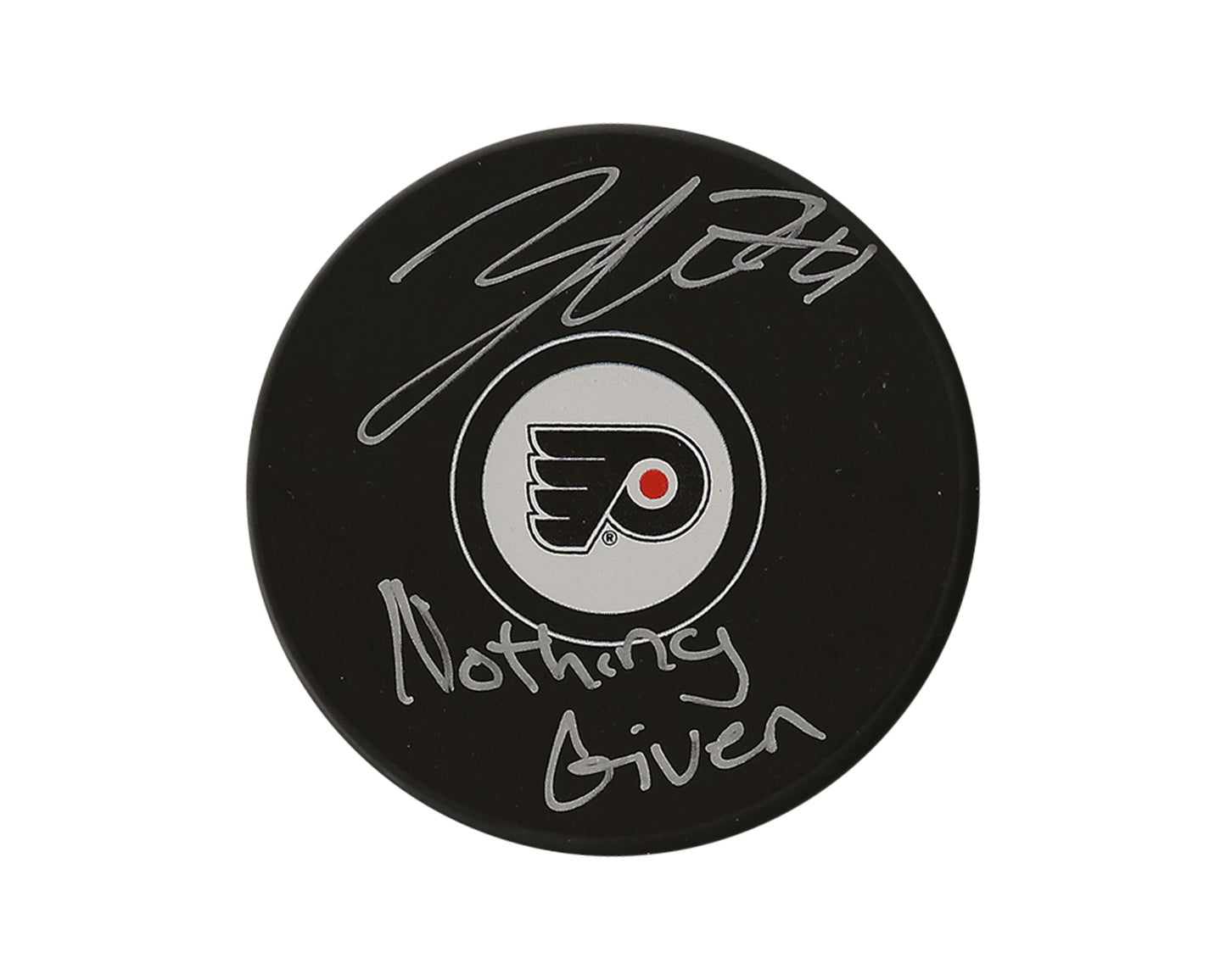 Zayde Wisdom Autographed Philadelphia Flyers Autograph Model Puck Inscribed "Nothing Given"