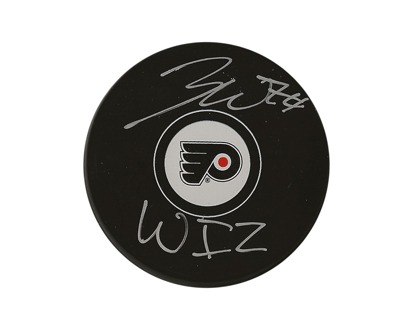 Zayde Wisdom Autographed Philadelphia Flyers Autograph Model Puck Inscribed "WIZ"