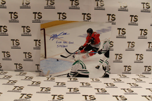 Mackenzie Entwistle Autographed Chicago Blackhawks Goal 16x20 Photo Inscribed "First NHL Goal 5/9/2021"