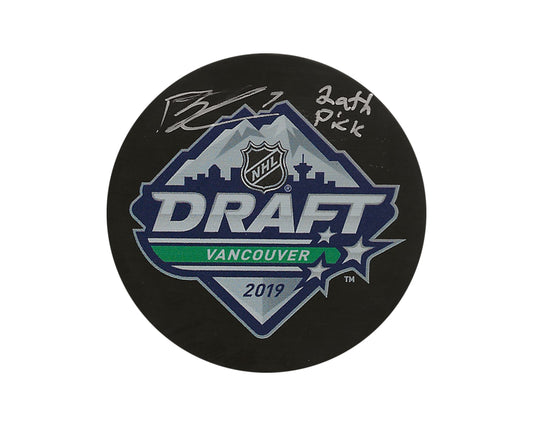 Brayden Tracey Autographed 2019 NHL Draft Puck Inscribed "29th Pick"