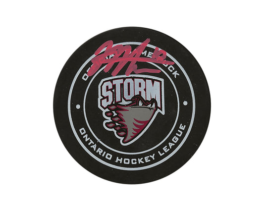Mackenzie Entwistle Autographed Guelph Storm Official Game Puck
