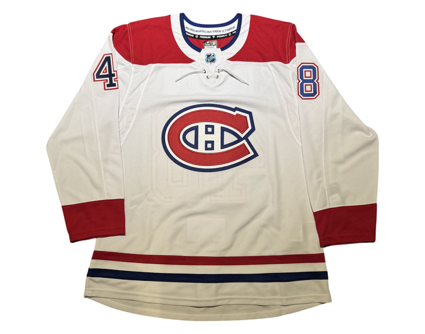 Lane Hutson Autographed Montreal Canadiens Away White Fanatics Premium Jersey